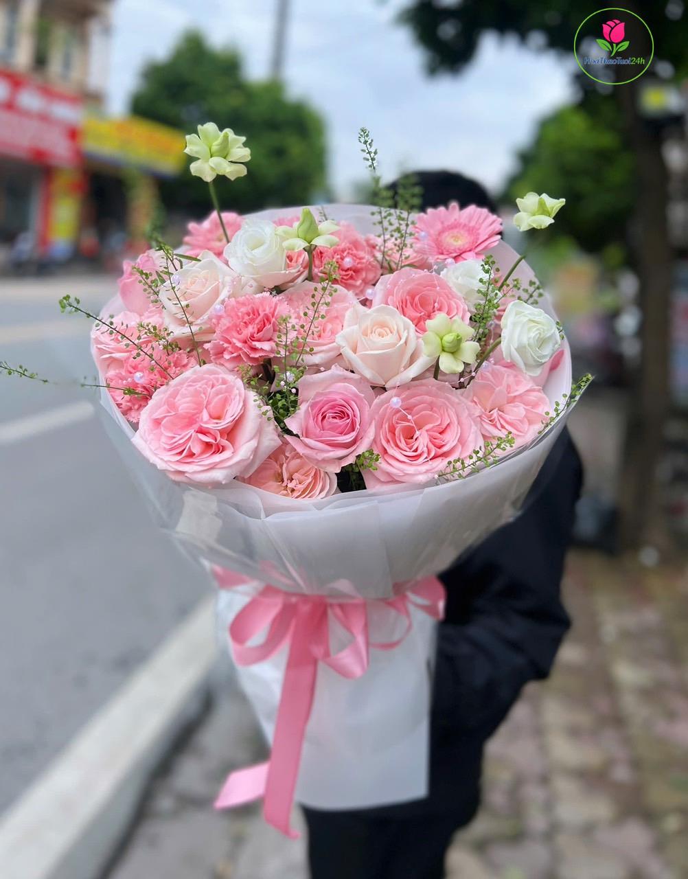 bó hồng tròn