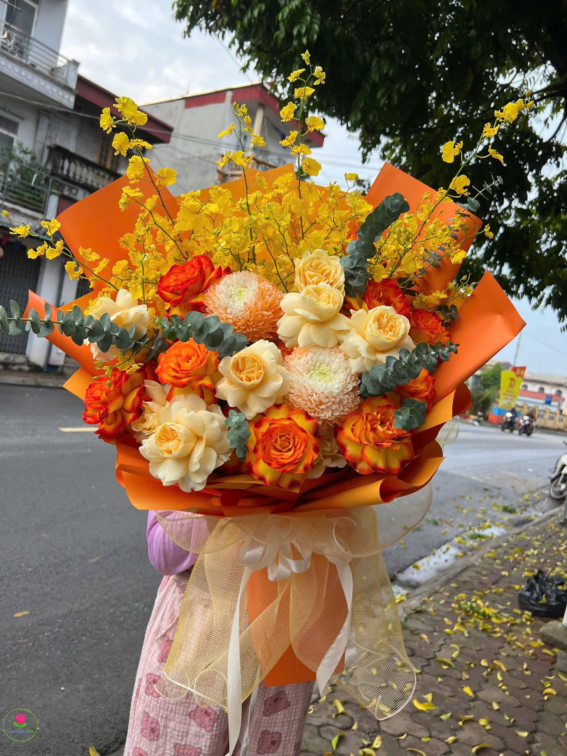 bó hoa cam vàng rực rỡ