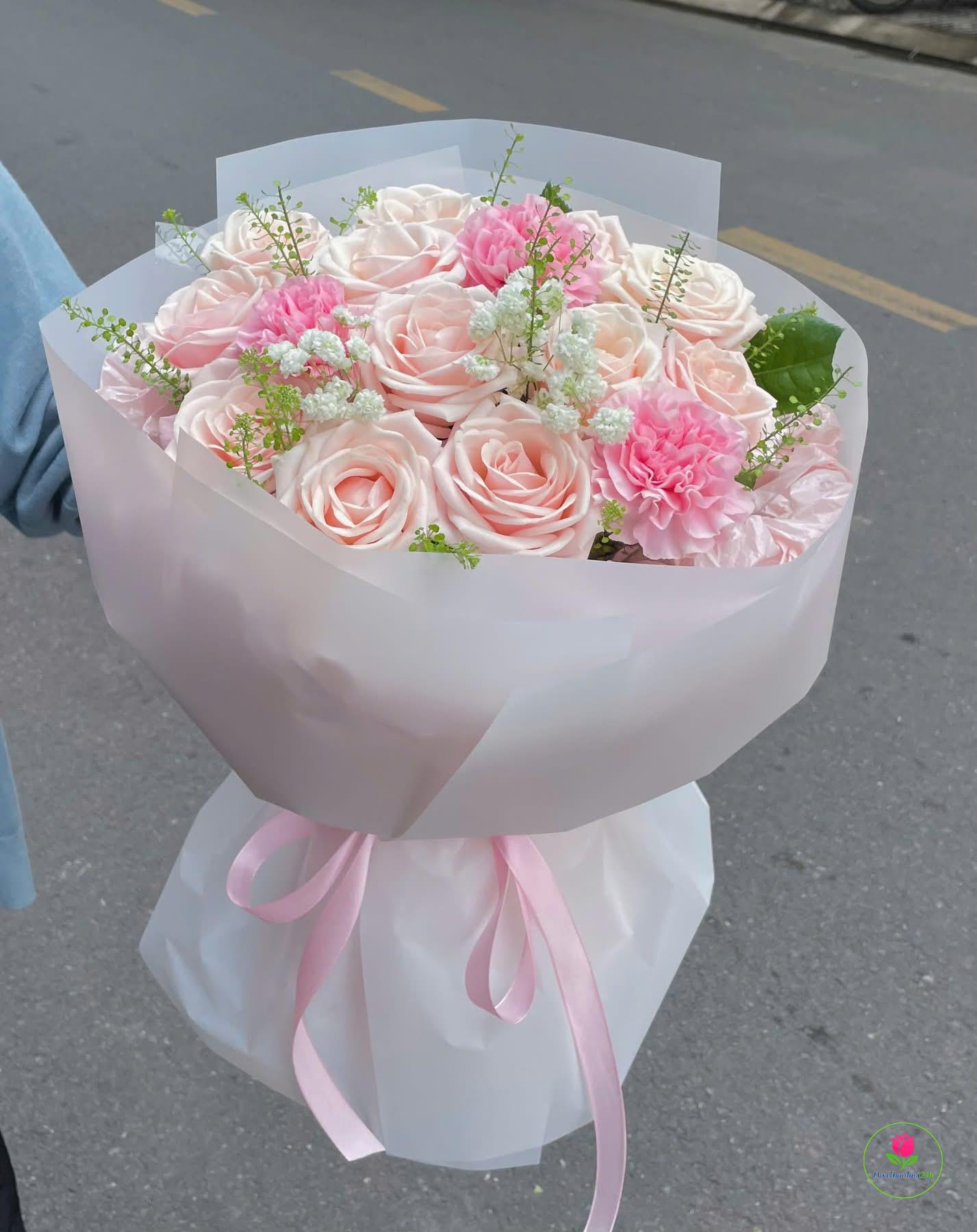 BÓ HỒNG KEM DÂU TRÒN